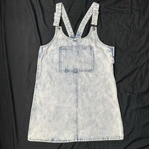 Small Jean Overall Dress Light Acid Wash Summer Denim Layering Cotton
